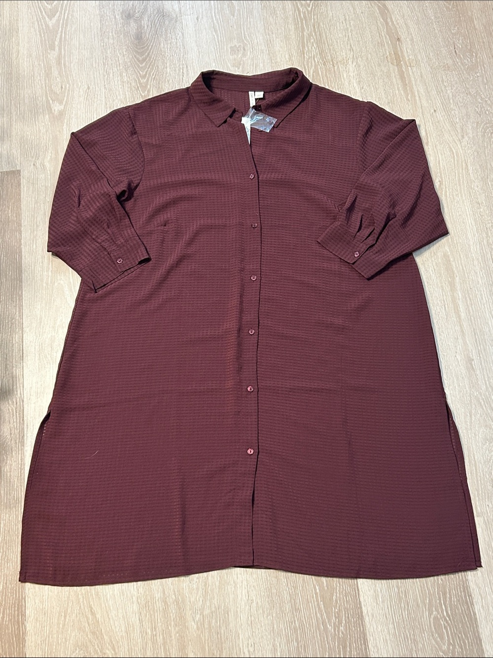 Cato’s NWT Maroon Semi Sheer Collared Button Front Shirt Dress Sz 18/20